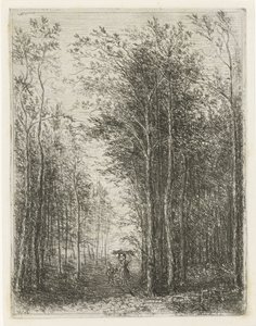 Boslandschap met houtsprokkelaars door Willem Matthias Jan van Dielen