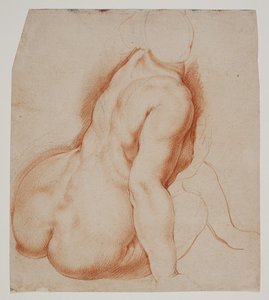 Nimfen en Saters Verzamelen Fruit. Nimf zittend in het midden op de voorgrond door Willem Panneels