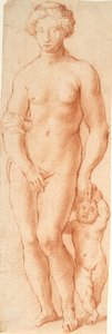 Venus en Amor. Beeldengroep gezien van voren