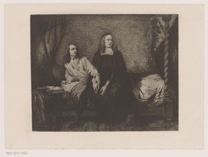 Gebroeders de Witt zittend op een bed in de gevangenpoort