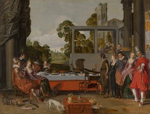 Vrolijk Gezelschap op een Terras, 1616-17