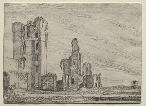 Ruïnes van het kasteel Huys Te Kleef bij Haarlem door Willem Pietersz Buytewech