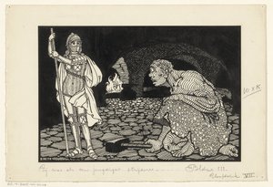 Man, vrouwen en kinderen in een zitkamer door Willem Pothast (signed by artist)