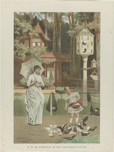 Portret van Emma, koningin-regentes der Nederlanden, en Wilhelmina, koningin der Nederlanden