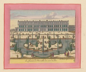 Ansicht des Palastes von Versailles von der Park- und Gartenseite door Willem Swidde