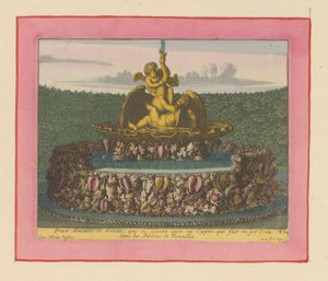 Brunnen mit zwei Putti, die mit einem Schwan spielen door Willem Swidde