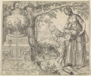 Hagar geeft Ismaël te drinken door Willem Thibaut