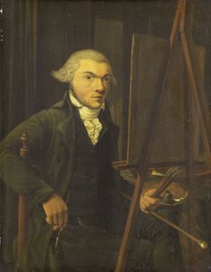 Portret van een schilder, waarschijnlijk Harmanus Uppink door Willem Uppink