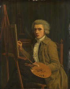 Portret van een schilder, waarschijnlijk de kunstenaar zelf door Willem Uppink