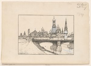 Gezicht op het Kremlin te Moskou door Ludwig Willem Reymert Wenckebach