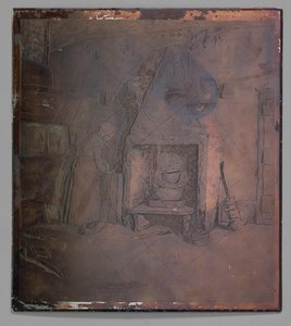 Interieur met een vrouw bij haard door Willem Witsen (possibly)