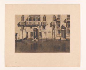 Gezicht op gevels en meerpalen langs het Canale Grande in Venetië door Willem Witsen (signed by artist)