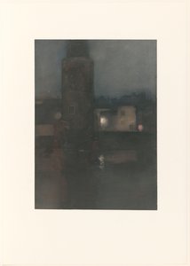 De Montelbaanstoren te Amsterdam bij nacht door Willem Arnoldus Witsen