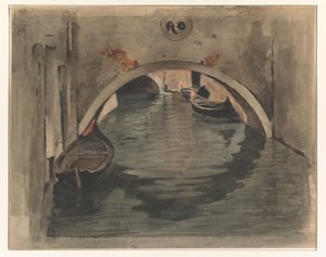 Gezicht onder een boogbrug te Venetië door Willem Arnoldus Witsen