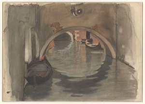 Gezicht onder een boogbrug te Venetië