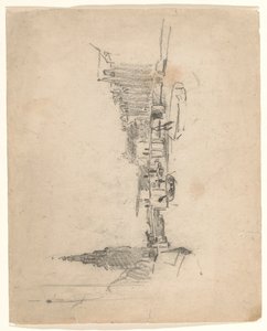 Gezicht over de Oude Schans op de Montelbaanstoren door Willem Arnoldus Witsen