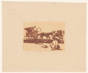 Hurkend figuur en een sado in Buitenzorg door Willem Arnoldus Witsen