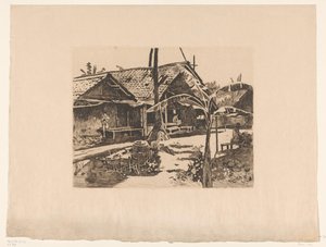 Pisangboom in een kampong in Buitenzorg