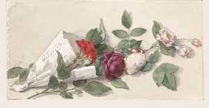 Boeket rozen en pelargonium door Willem de Famars Testas