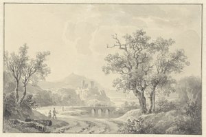 Landschap met ruïne in het verschiet door Willem de Klerk