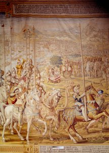 Verovering van Tunis door keizer Karel V in 1535: voorstelling van de keizer en infant Don Luis (detail)