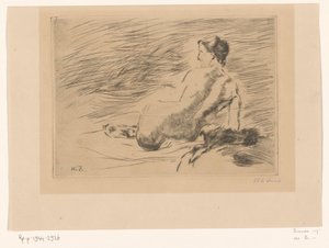 Liggende naakte vrouw door Willem de Zwart (signed by artist)