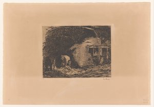 Stalinterieur bij lamplicht door Willem de Zwart (signed by artist)