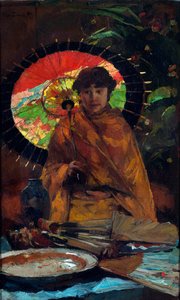 Meisje met Japanse parasol door Willem de Zwart