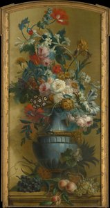 Bloemen in een blauwe vaas, 18e eeuw door Willem van Leen