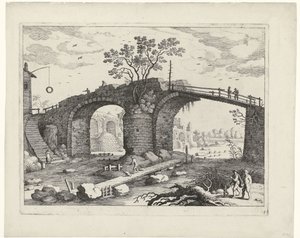 Brug over een rivier door Willem van Nieulandt (II)