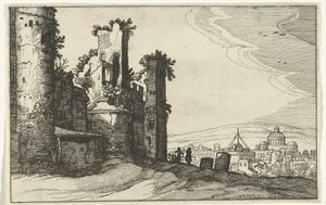 Gezicht op Rome vanaf Monte Pincio door Willem van Nieulandt (II)