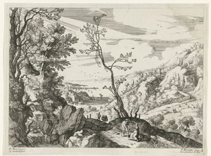 Landschap met Juda en Tamar door Willem van Nieulandt (II)
