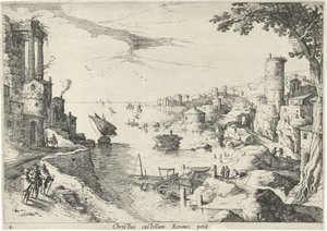 Landschap met de Emmaüsgangers door Willem van Nieulandt (II)