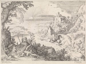 Landschap met de barmhartige Samaritaan