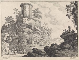 Landschap met de ruïne van een tempel