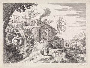 Landschap met een watermolen en de barmhartige Samaritaan