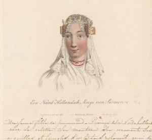 Hoofddracht van een meisje uit Purmerend, 1816