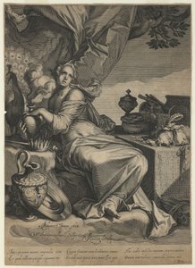 Allegorie van de ijdelheid en vergankelijke aard van wereldse bezittingen, 1608 door Willem van Swanenburgh