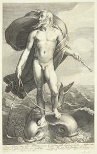 Neptunus rijdend op twee dolfijnen