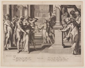 Susanna voor Daniel, plaat 3 uit Tronen van gerechtigheid (Thronus Iustitiae)