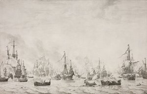 De Slag bij de Downs door Willem van de Velde (I)