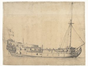 De Loyal George, opgebracht na de Vierdaagse Zeeslag in Juni 1666 door Willem van de Velde (II)
