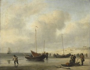 Vissersboten aan de kust