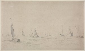 Schepen op een ruwe zee, 1665