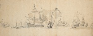 Een krijgsraad in de Nederlandse vloot, mei 1665?, c.1665 door Willem van de Velde the Younger