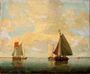 Zeilboten, 17e eeuw door Willem van de Velde the Younger