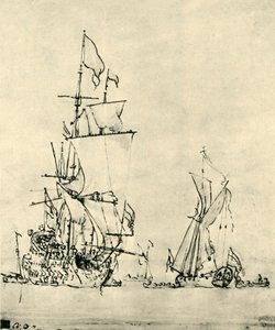 Schepen op zee, midden-late 17e eeuw door Willem van de Velde the Younger