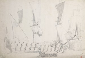 Een Engelse vierde rang in lichte wind, c.1681