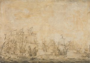 Slag tussen de Nederlandse en Zweedse vloot door Willem van de the Elder Velde
