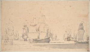 Engelse schepen, een kits en een galiot in een lichte bries, juni 1673?